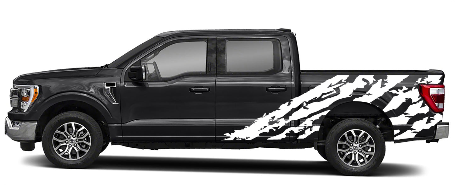 Shredded bed vinyl graphics for 2021 to 2023 models white