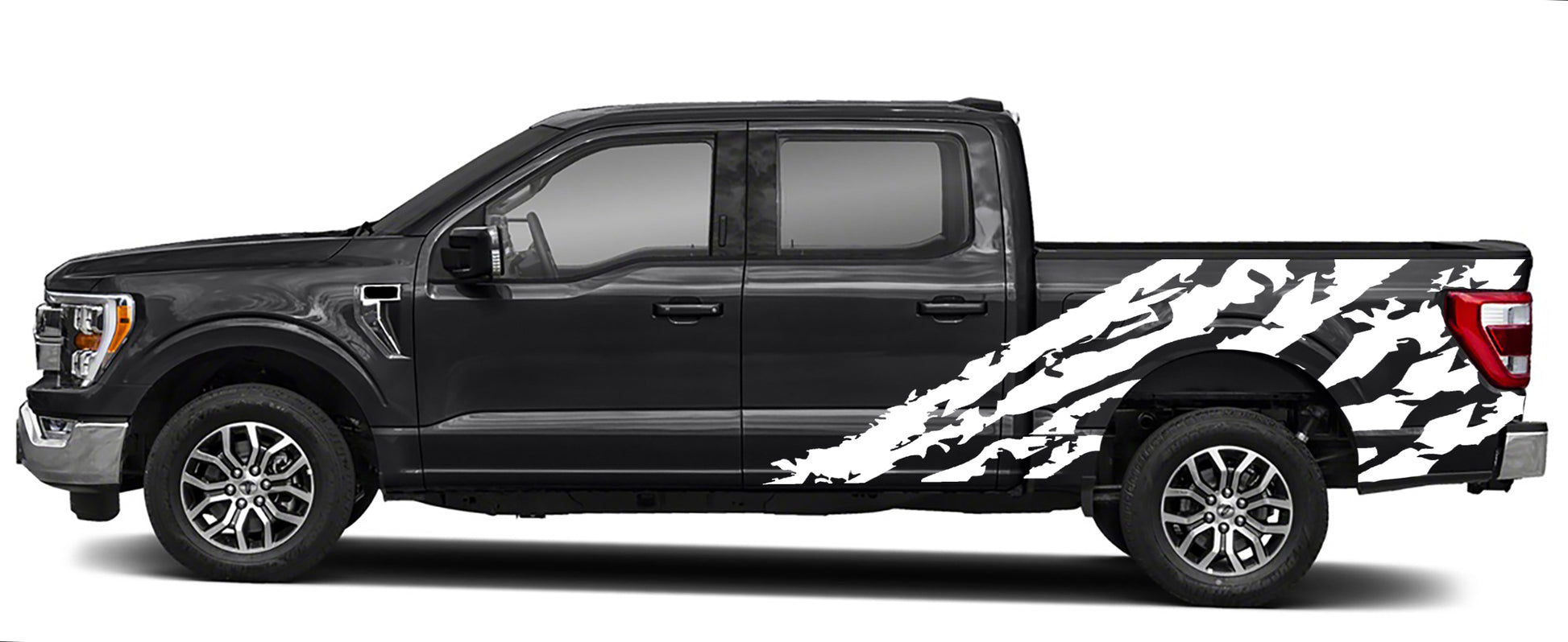 Shredded bed vinyl graphics for 2021 to 2023 models white