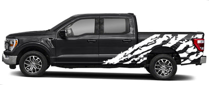 Shredded bed vinyl graphics for 2021 to 2023 models white