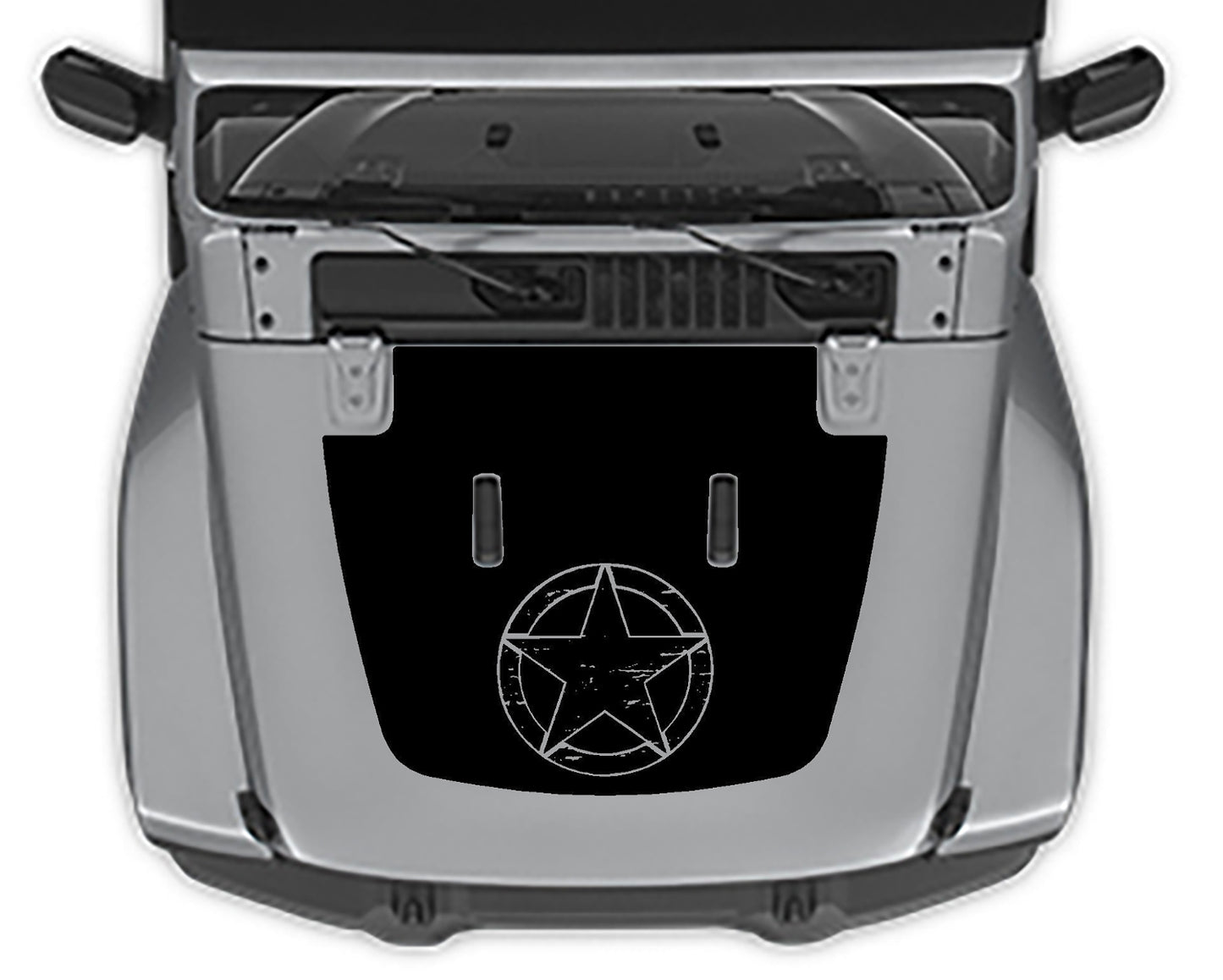 Jeep Wrangler JL Military Star Hood Decal : Vinyl Graphics Kit fits (2018-2023)