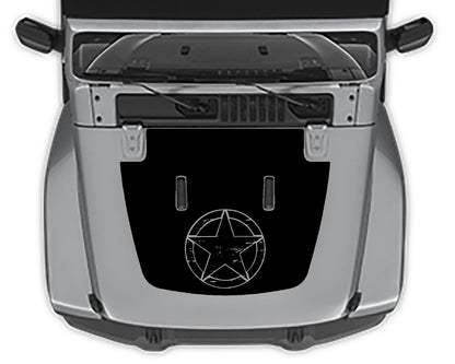 Jeep Wrangler JL Military Star Hood Decal : Vinyl Graphics Kit fits (2018-2023)