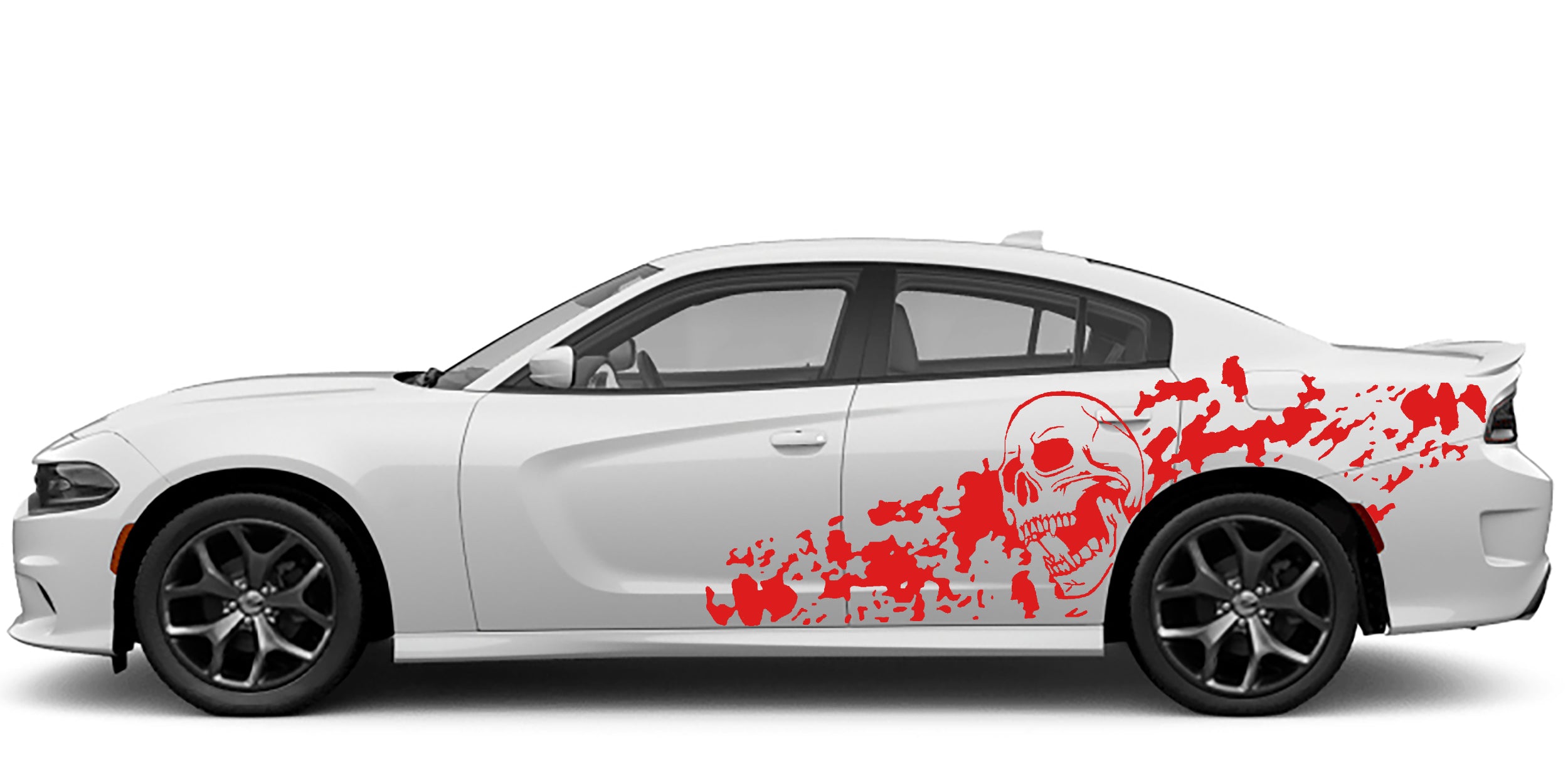 Skull nightmare side decals for dodge charger 2015 to 2023 models red