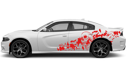 Skull nightmare side decals for dodge charger 2015 to 2023 models red