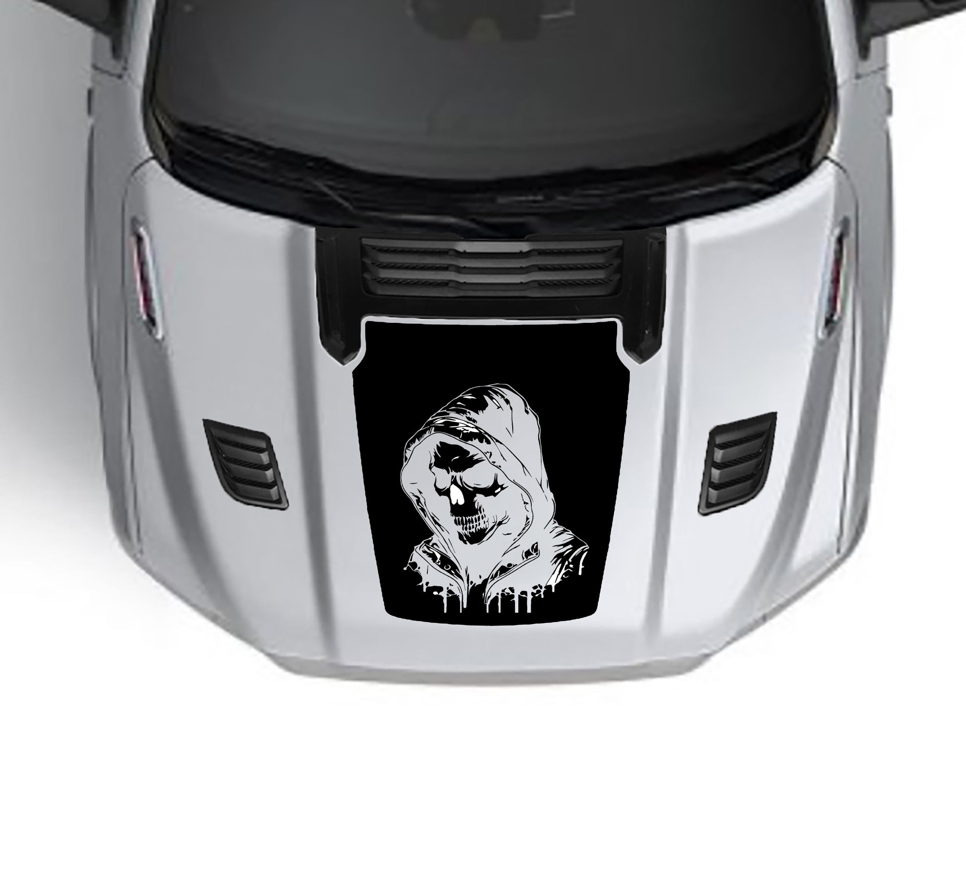 Skull Performance hood graphics for dodge ram 1500 2019 to 2023 models black