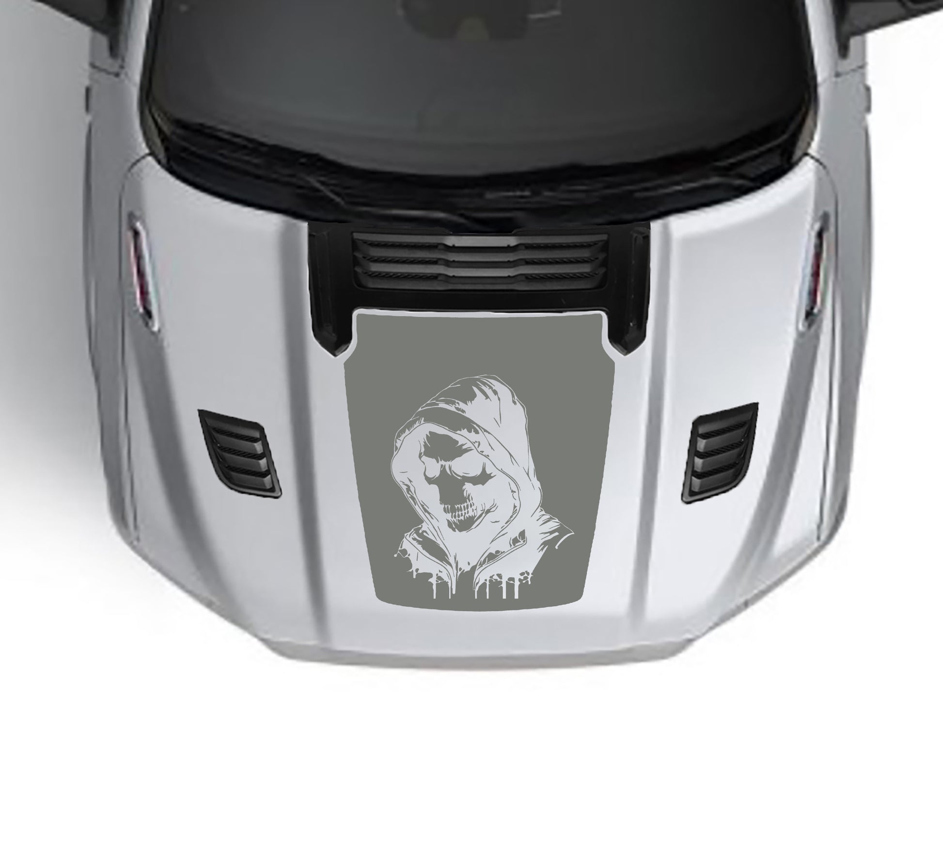 Skull Performance hood graphics for dodge ram 1500 2019 to 2023 models gray