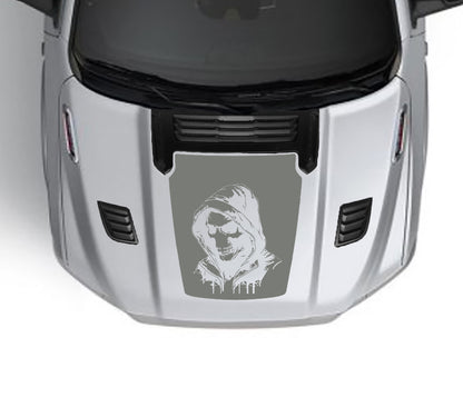 Skull Performance hood graphics for dodge ram 1500 2019 to 2023 models gray