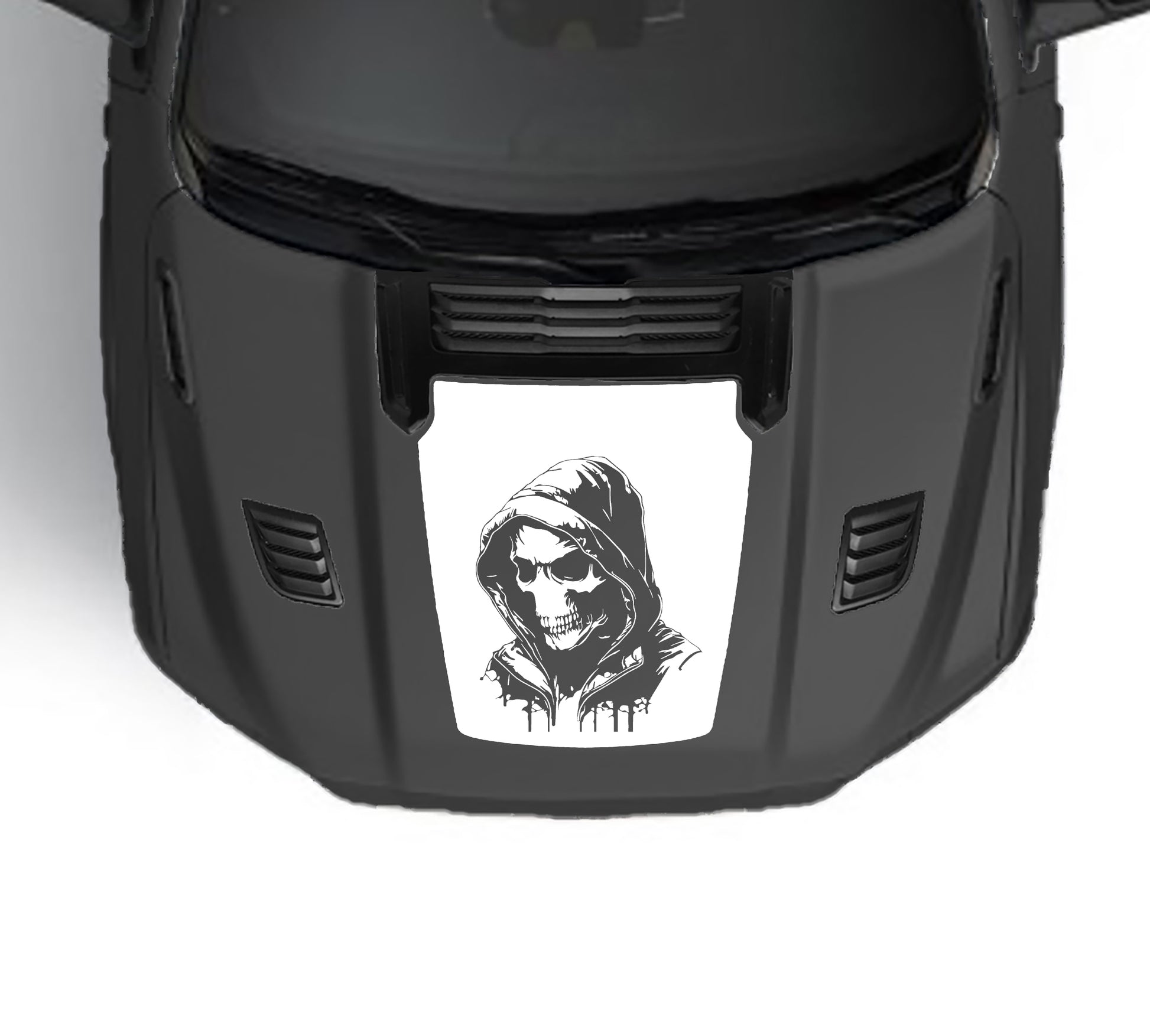 Skull Performance hood graphics for dodge ram 1500 2019 to 2023 models white