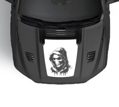 Skull Performance hood graphics for dodge ram 1500 2019 to 2023 models white