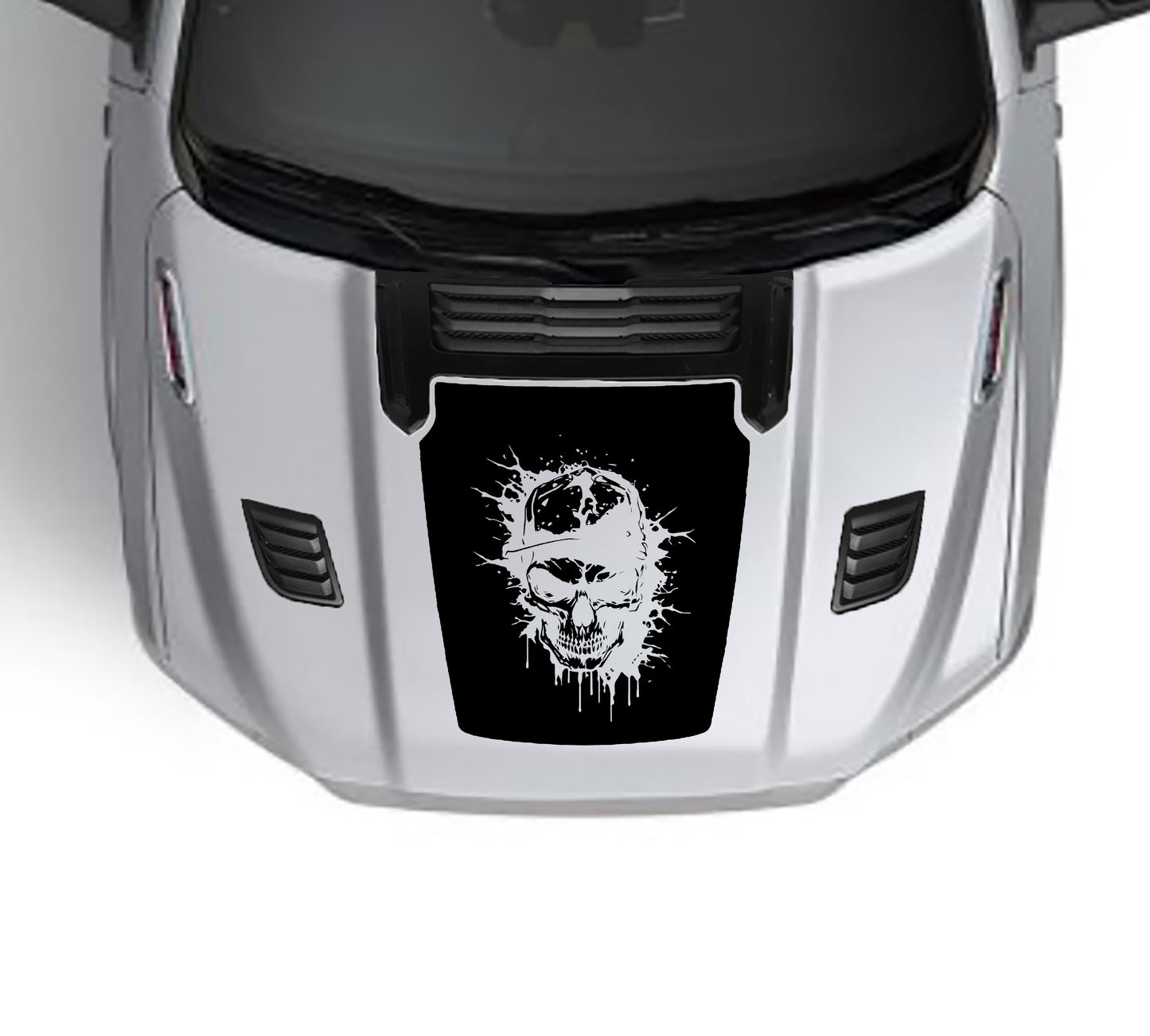 angry skull performance hood graphics for dodge ram 1500 2019 to 2023 models black