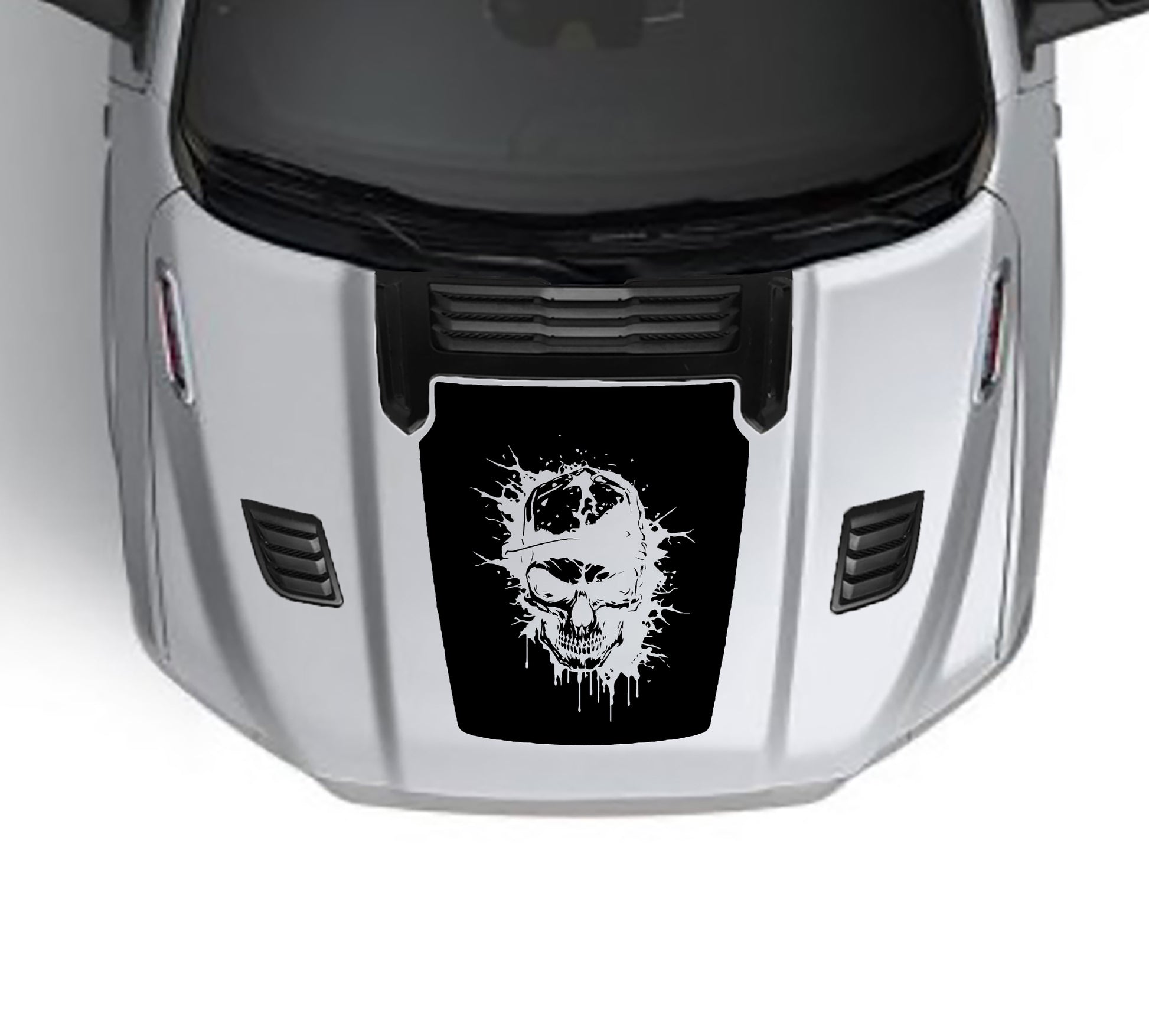 angry skull performance hood graphics for dodge ram 1500 2019 to 2023 models black