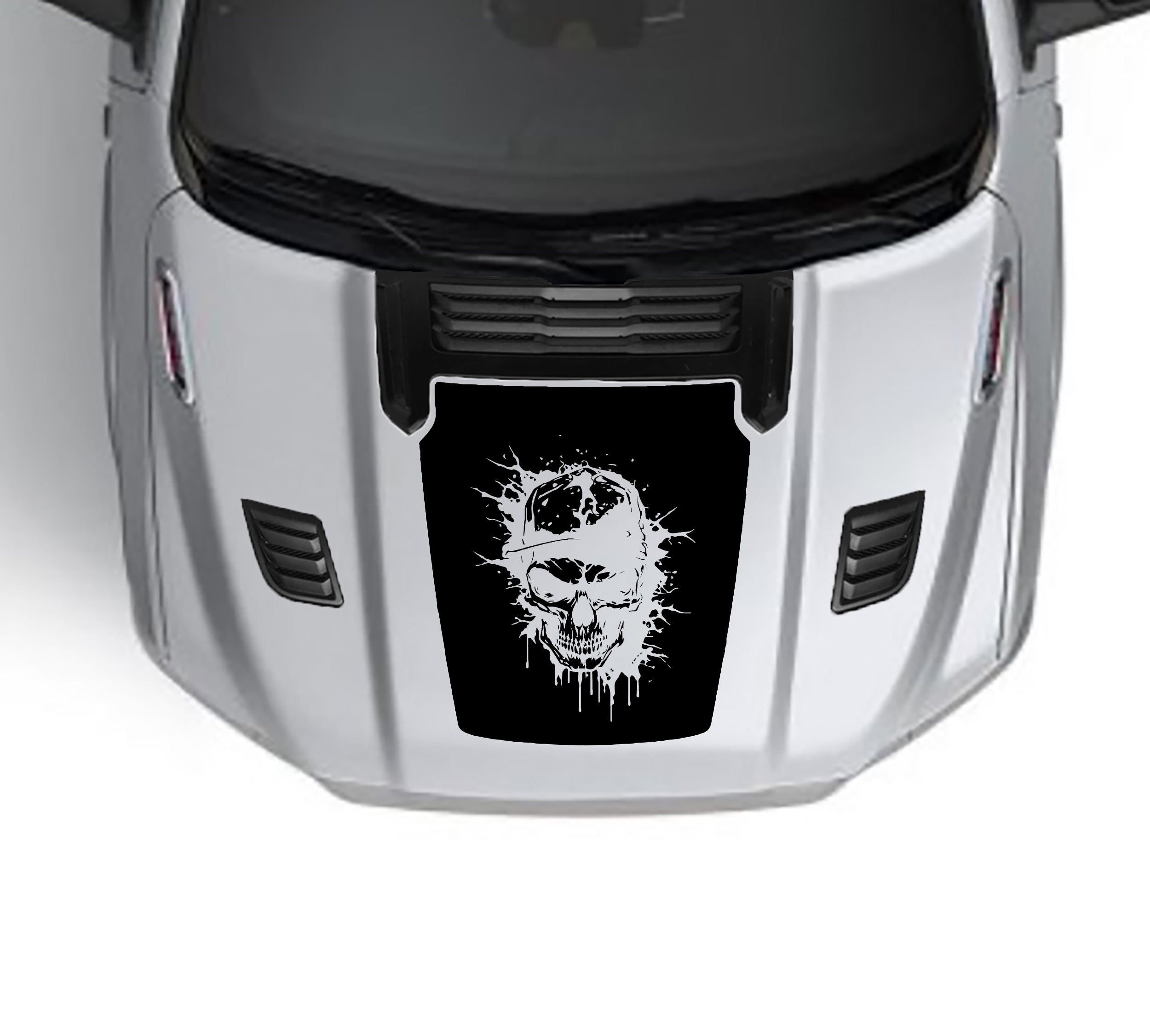 angry skull performance hood graphics for dodge ram 1500 2019 to 2023 models black