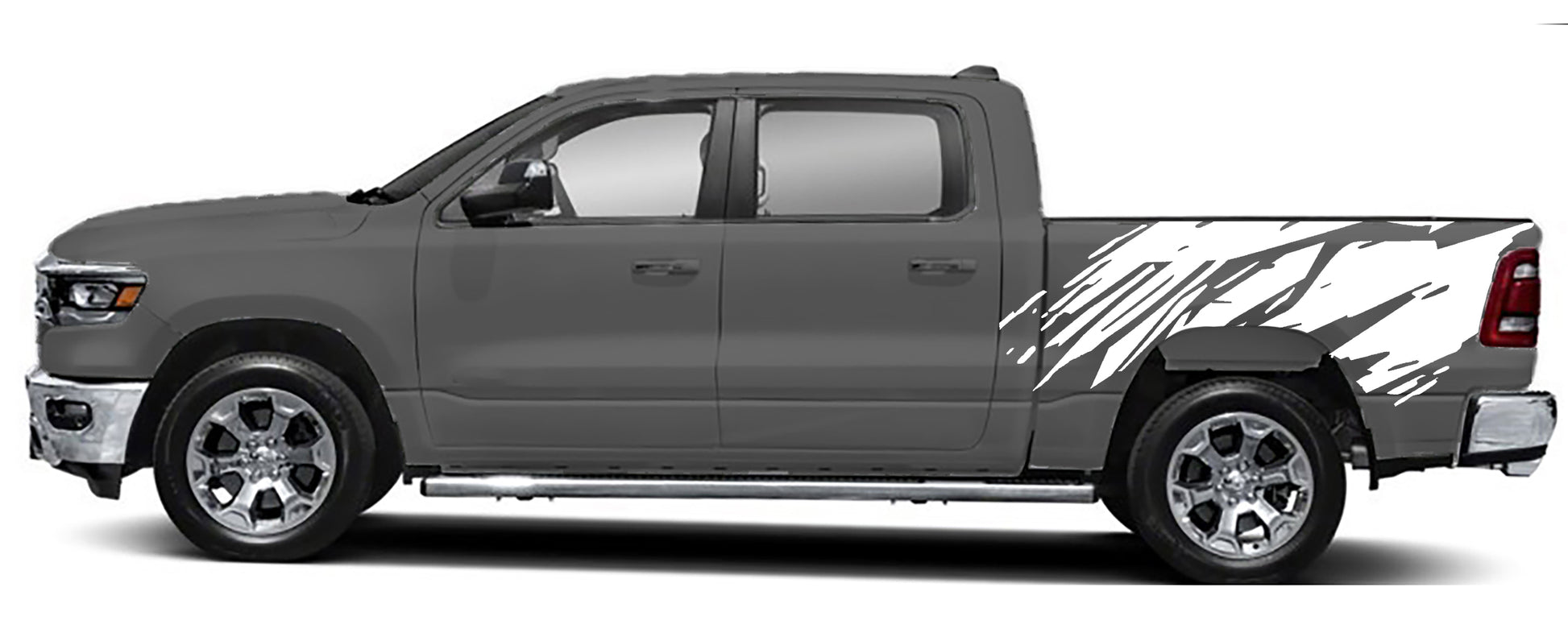 splatter bed ghraphics for dodge ram 1500 2500 2019 to 2023 models white