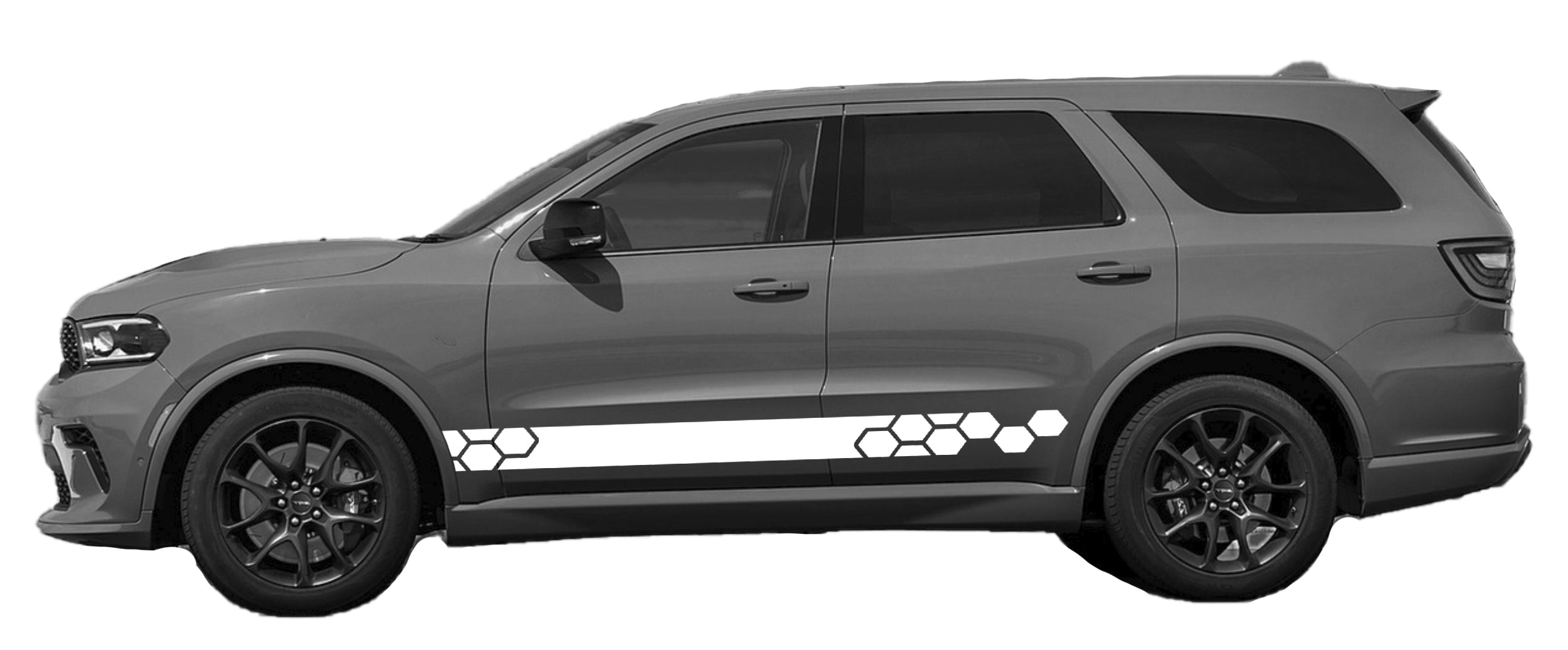 hexagon racing stripes for dodge durango 2021 to 2024 models white