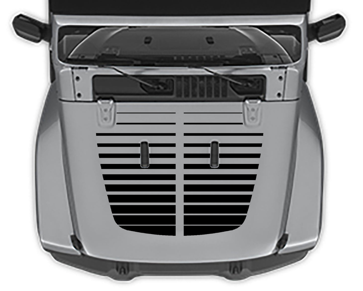 Strobe Hood 2 Decal For Jeep Wrangler jl black