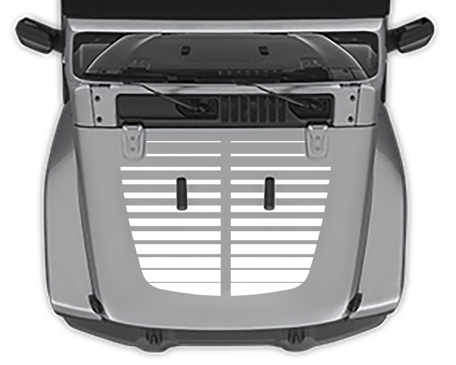 Strobe Hood 2 Decal For Jeep Wrangler jl white