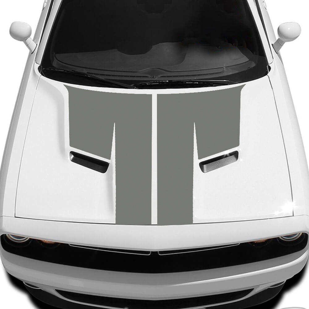 t style hood decal for dodge challenger 2015 to 2023 models gray