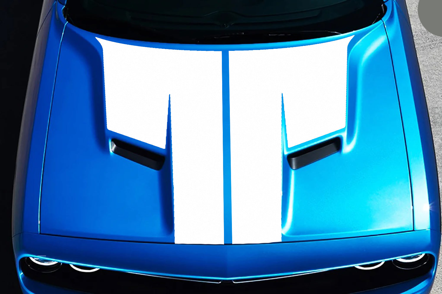 t style hood decal for dodge challenger 2015 to 2023 models white