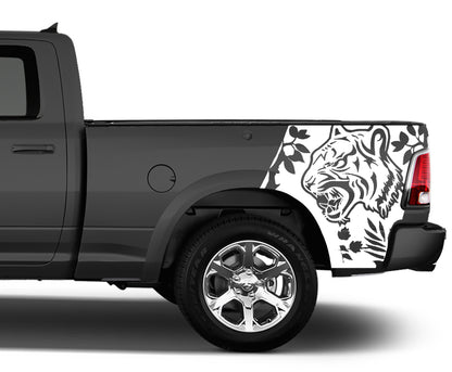 tiger bed decals graphics for dodge ram 1008 to 2018 models white