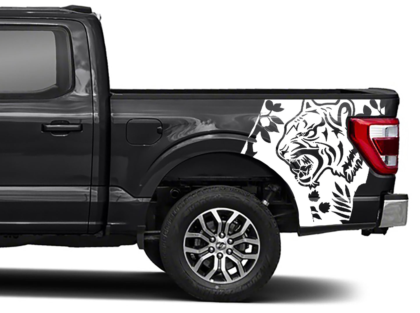 tiger bed decals for ford f150 2021 to 2023 models white