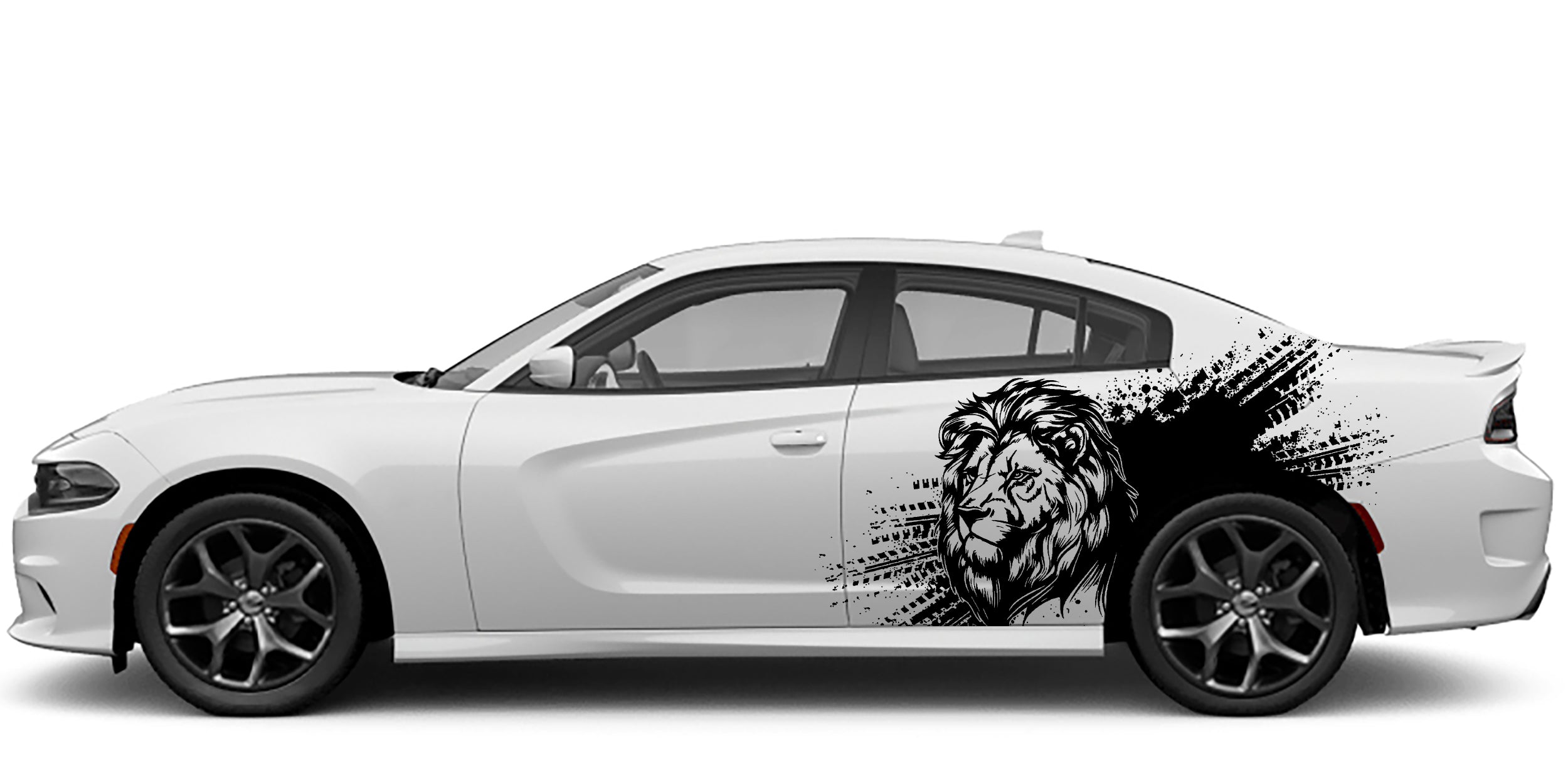 Dodge Charger Tiger Splash Side Decals (Pair) : Vinyl Graphics Kit Fits (2015-2023)