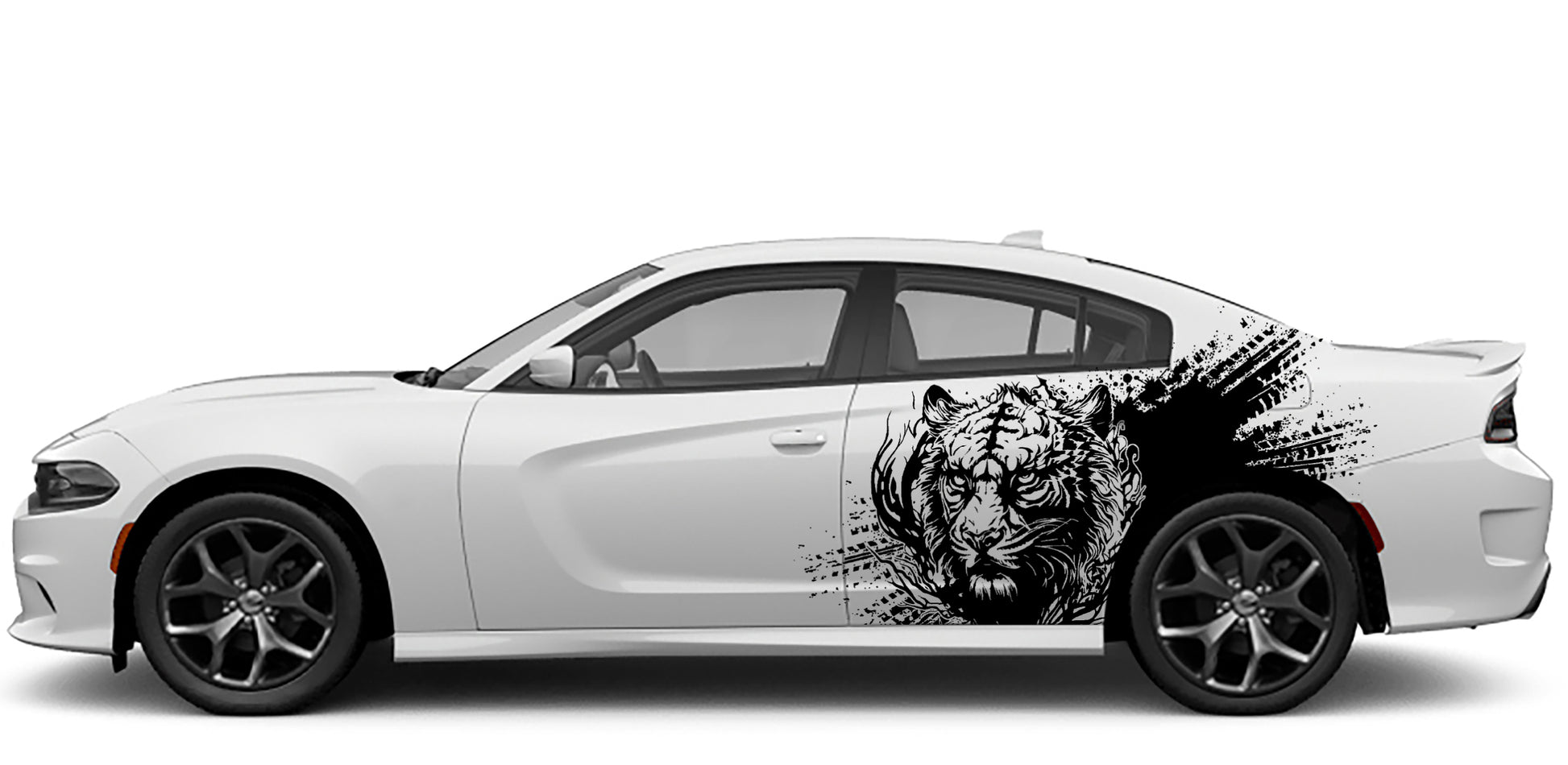 Dodge Charger Tiger Splash Side Decals (Pair) : Vinyl Graphics Kit Fits (2015-2023)