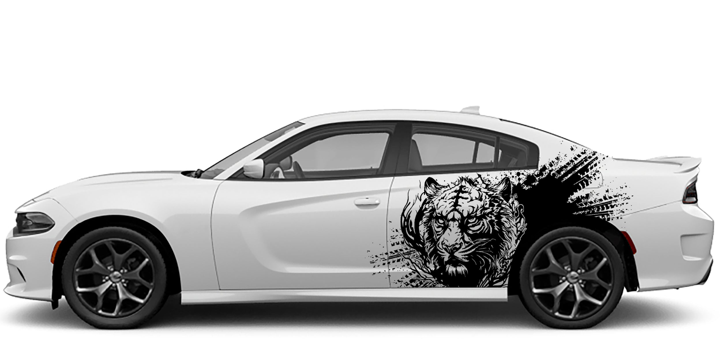 Dodge Charger Tiger Splash Side Decals (Pair) : Vinyl Graphics Kit Fits (2015-2023)
