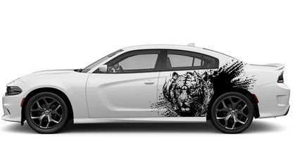 Dodge Charger Tiger Splash Side Decals (Pair) : Vinyl Graphics Kit Fits (2015-2023)