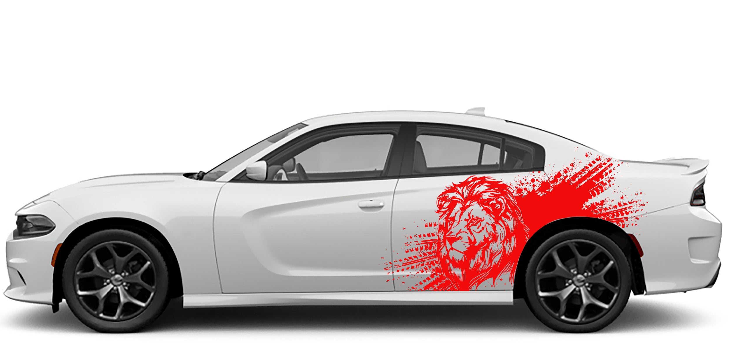 tiger splash side graphics for dodge charger 2015 to 2023 models red
