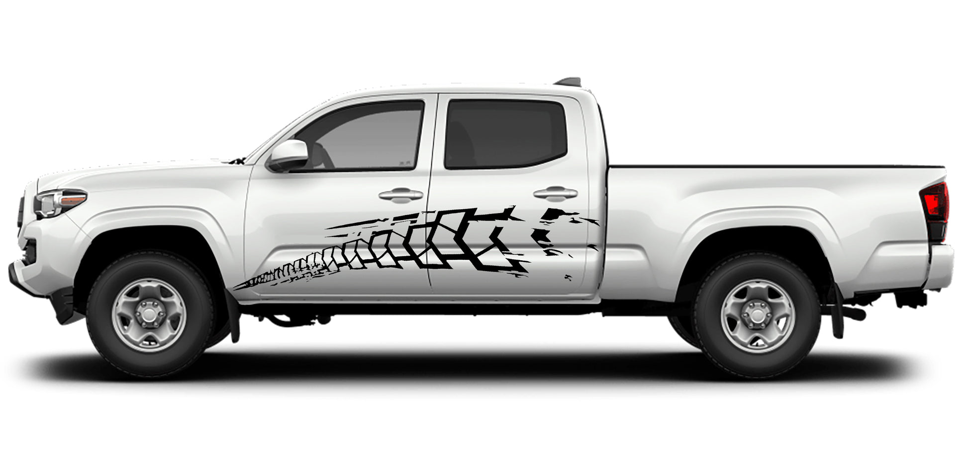 Toyota Tacoma Tire Tracks Side Decals (Pair) : Vinyl Graphics Kit Fits (2016-2022)
