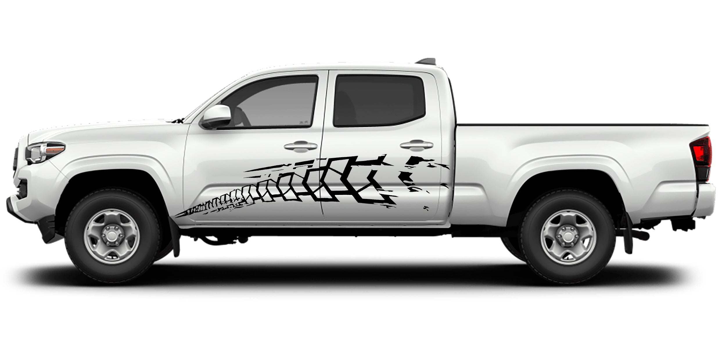 Toyota Tacoma Tire Tracks Side Decals (Pair) : Vinyl Graphics Kit Fits (2016-2022)