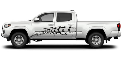 Toyota Tacoma Tire Tracks Side Decals (Pair) : Vinyl Graphics Kit Fits (2016-2022)