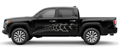 Tire tracks side decals for toyota tacoma gray