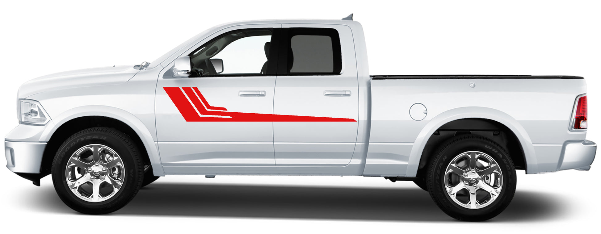 upper door hockey stripes graphics for dodge ram 2009 to 2018 models red