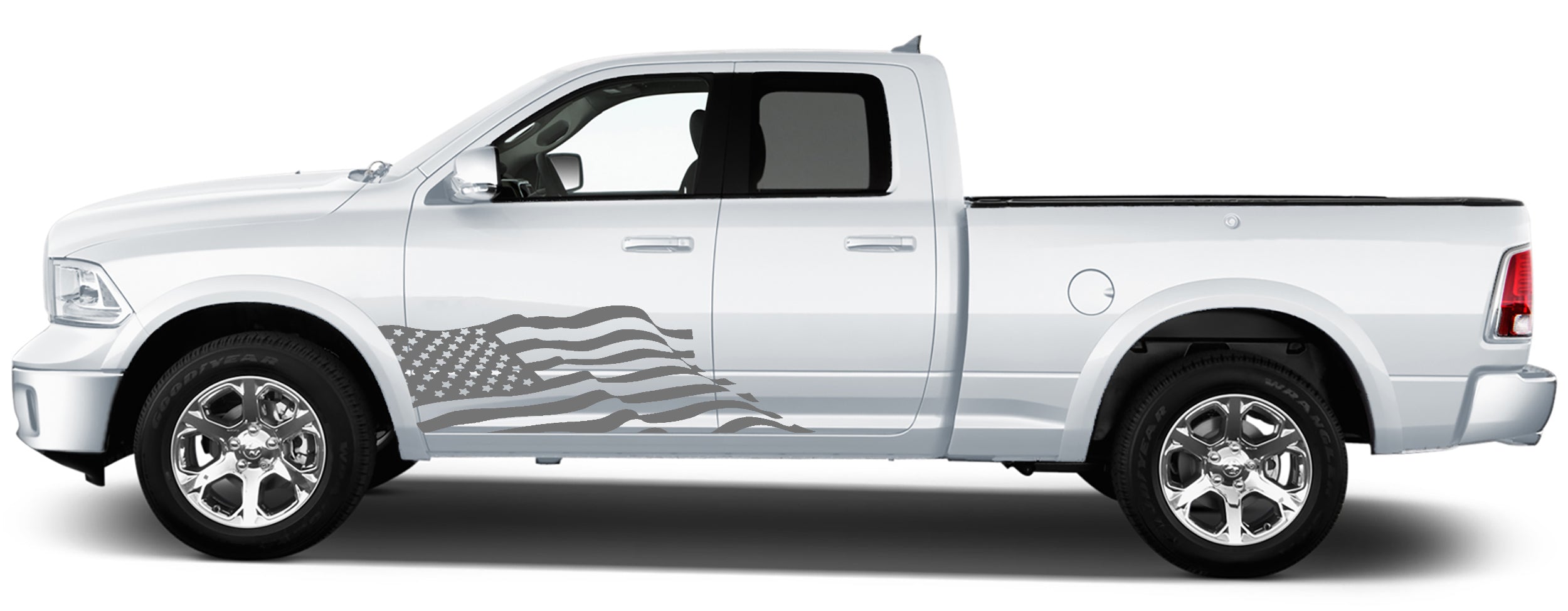 us flag side door graphics for dodge ram 2008 to 2018 models gray