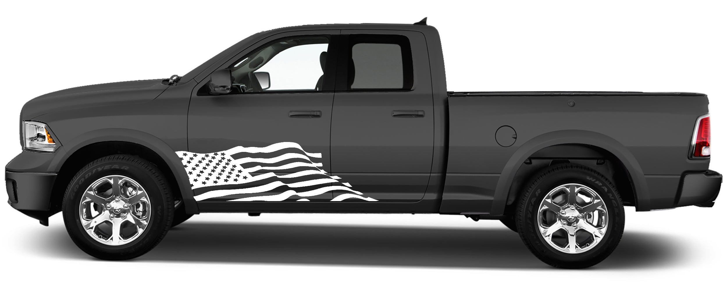 us flag side door graphics for dodge ram 2008 to 2018 models white