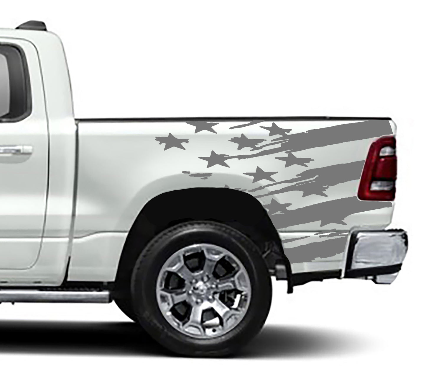 american flag bed graphics for dodge ram 1500 2500 2019 to 2023 models gray