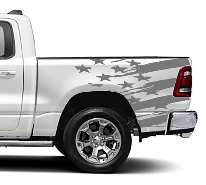 american flag bed graphics for dodge ram 1500 2500 2019 to 2023 models gray