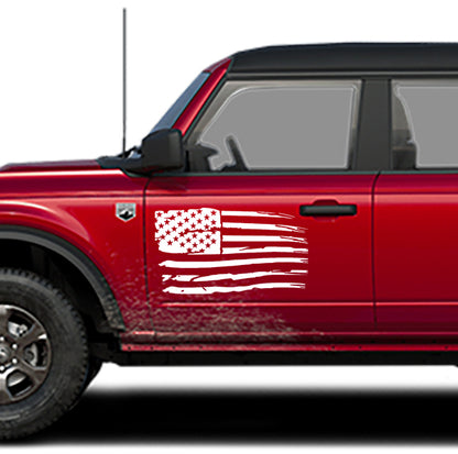 USA flag door decals for ford bronco white