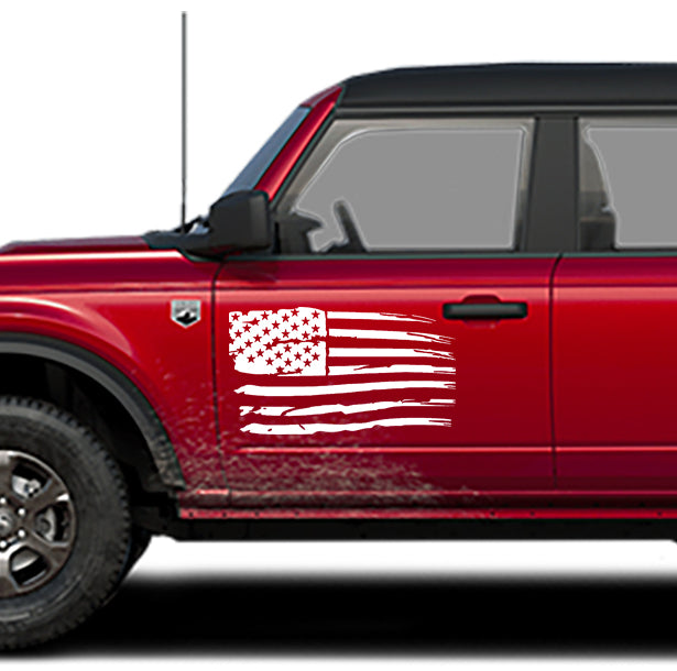 USA flag door decals for ford bronco white