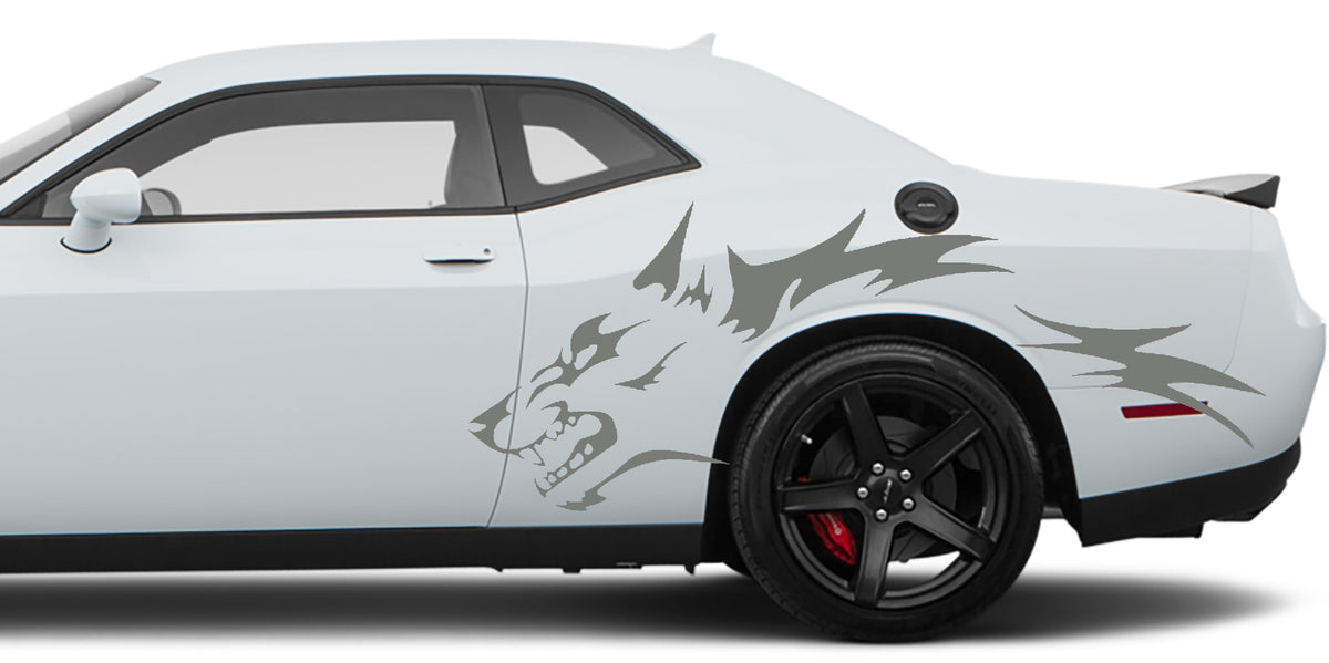 Dodge Challenger Wolf Side Decals (Pair) : Vinyl Graphics Kit Fits (20