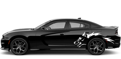 wolf side decals for dodge charger 2015 to 2023 models white