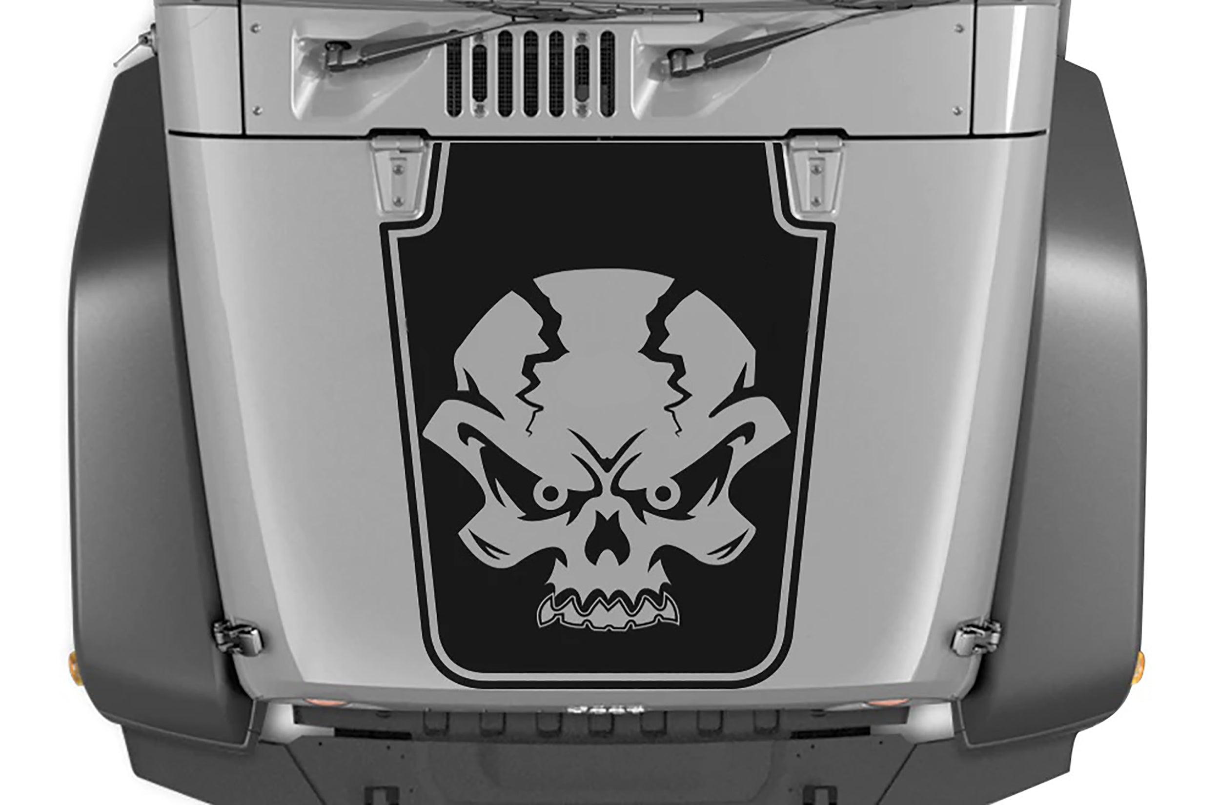 Jeep Wrangler JK (2007-2018) Custom Decals, Graphics and Stickers - Angry Skull Hood Decal - Jkprostickers