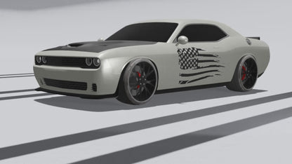 Dodge Challenger US Flag Side Decals (Pair) : Vinyl Graphics Kit Fits (2008-2023)