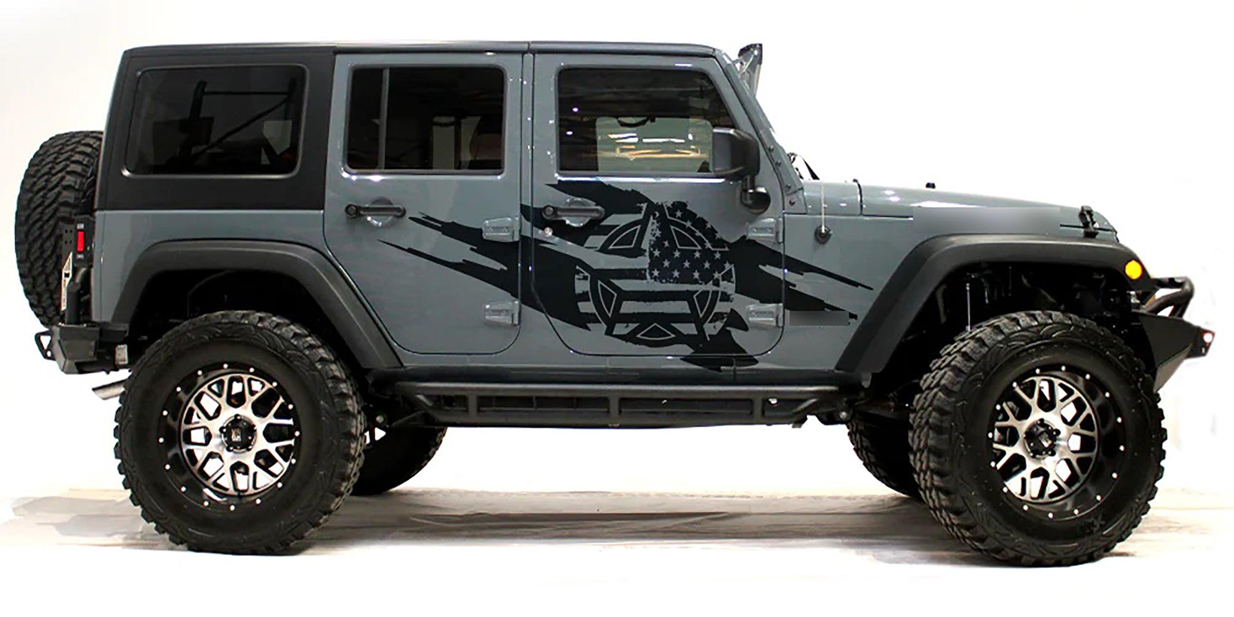 Jeep Wrangler JK (2007-2018) Custom Decals, Graphics and Stickers - Army Style Torn Kit - Jkprostickers