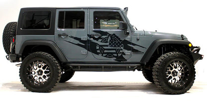 Jeep Wrangler JK (2007-2018) Custom Decals, Graphics and Stickers - Army Style Torn Kit - Jkprostickers