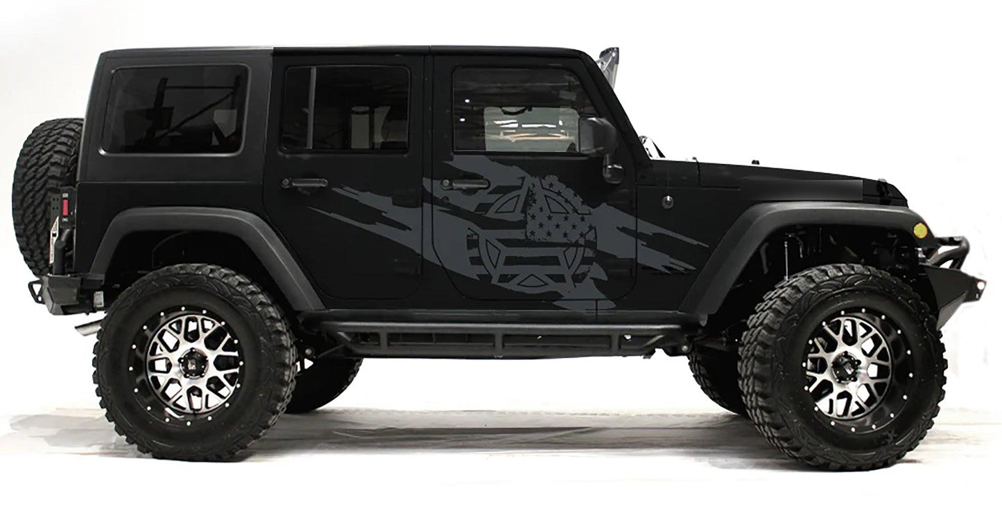 Jeep Wrangler JK (2007-2018) Custom Decals, Graphics and Stickers - Army Style Torn Kit - Jkprostickers