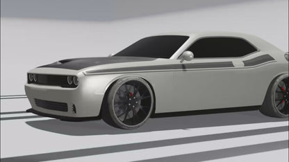 Dodge Challenger Modern Short Side Stripes Decals (Pair) : Vinyl Graphics Kit Fits (2008-2023)