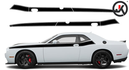 Dodge Challenger Pinstripe Short Side Stripes Decals (Pair) : Vinyl Graphics Kit Fits (2008-2023)