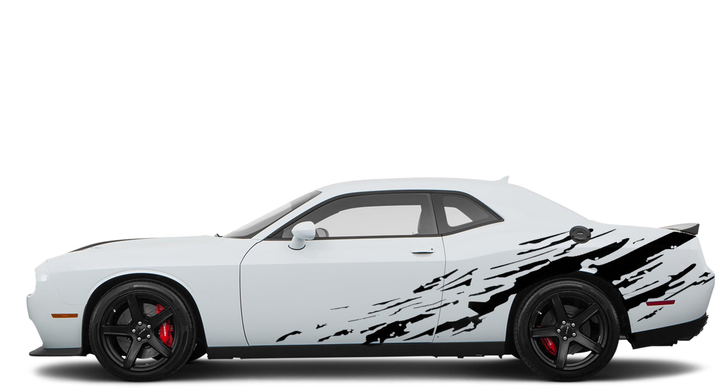 Dodge Challenger Mud Splash Side Decals (Pair) : Vinyl Graphics Kit Fits (2008-2023)