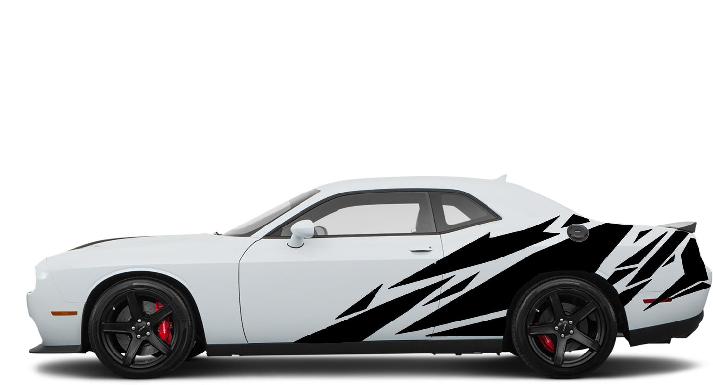 Dodge Challenger Geometric Side Decals (Pair) : Vinyl Graphics Kit Fits (2008-2023)